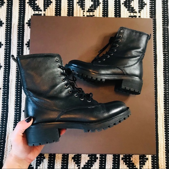 Steve Madden Shoes - STEVE MADDEN Black Rucker Combat Boots 6.5